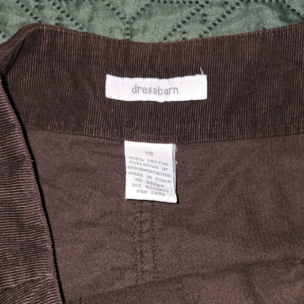 Dressbarn Brown Corduroy Pants with Ribbed Texture